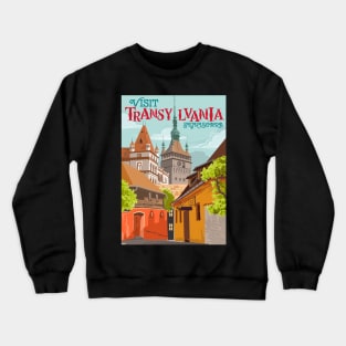 Travel Poster Transylvania - Sighisoara, Siebenbürgen, Segesvár Crewneck Sweatshirt